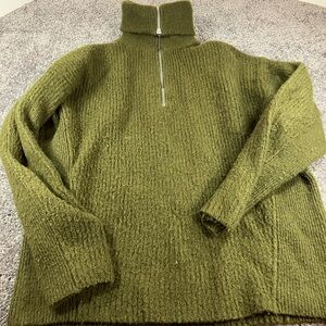 Theo & Spence Green Knit Womens XS 1/4 Zip Up Turtleneck Sweater